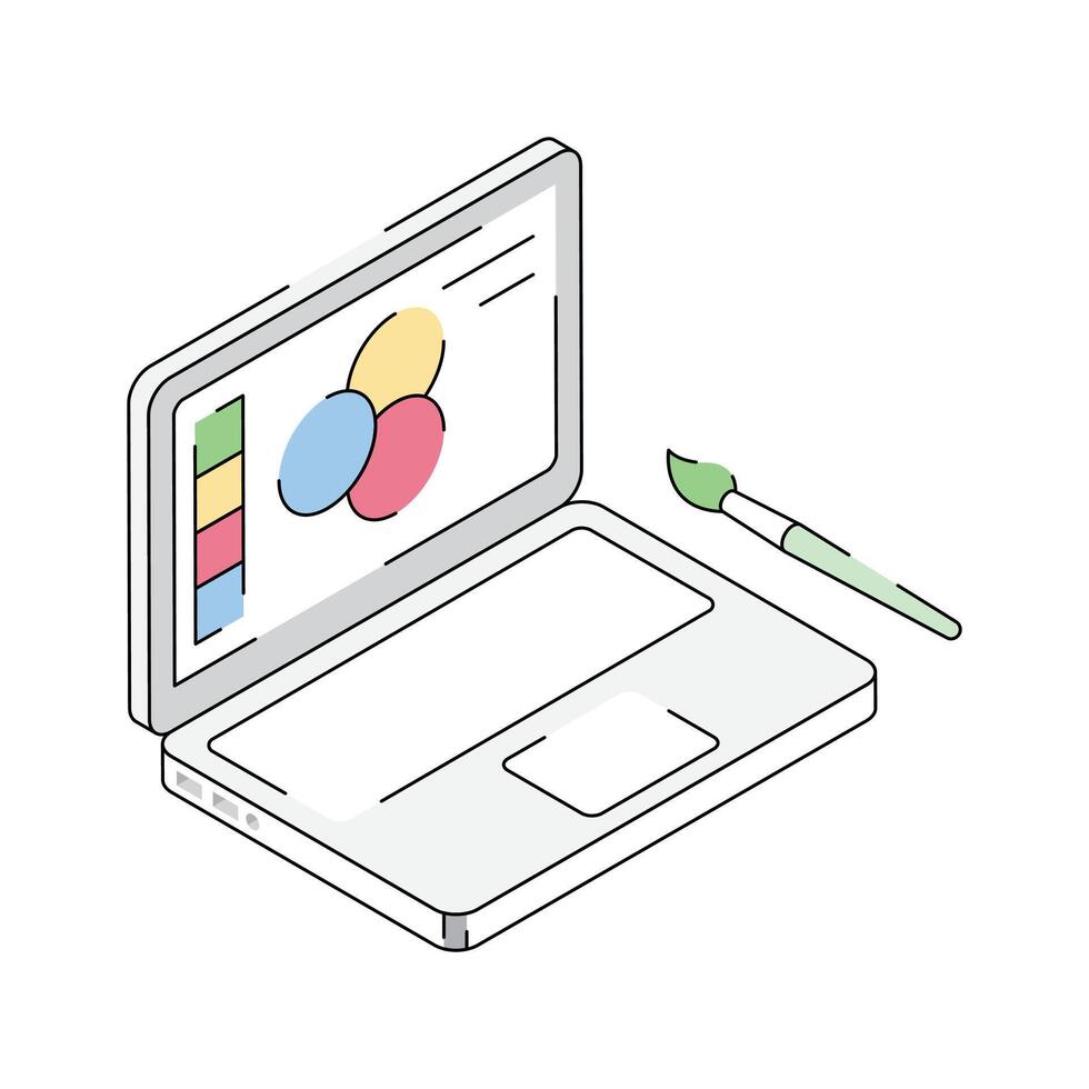 Easy to edit isometric icon showing digital art vector
