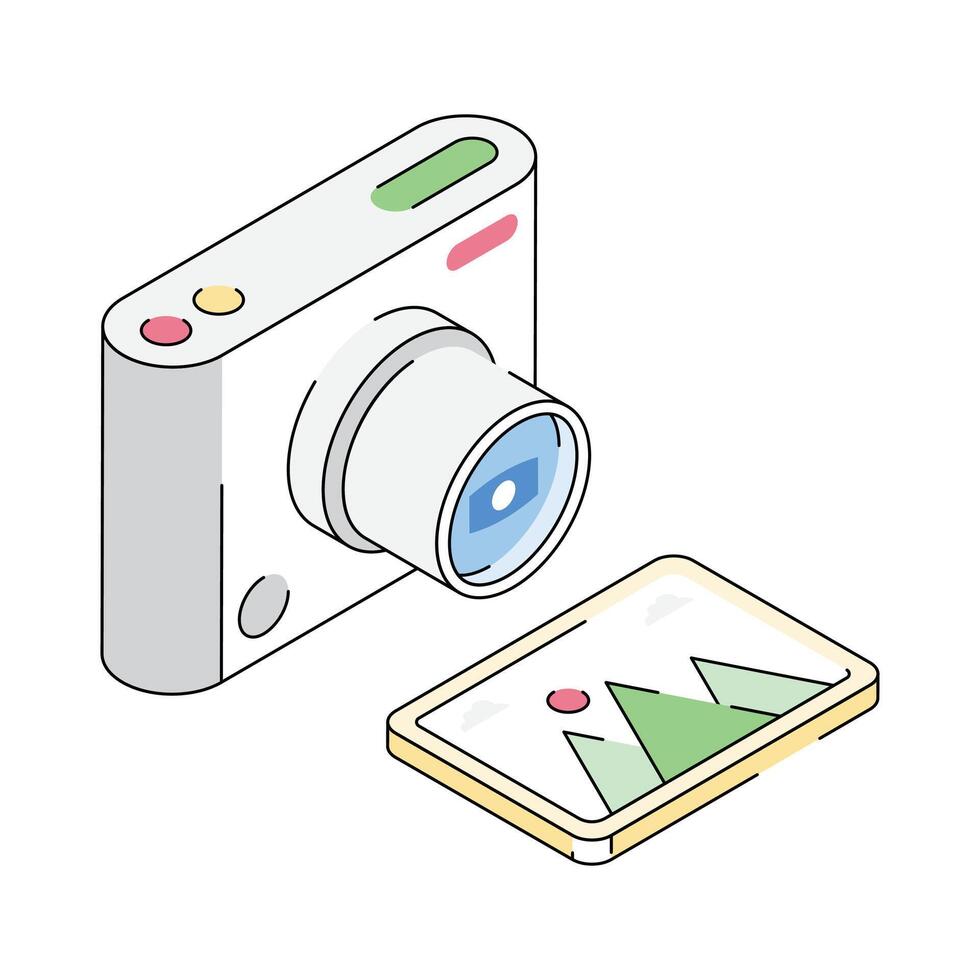 Ready to use isometric icon of photography art vector