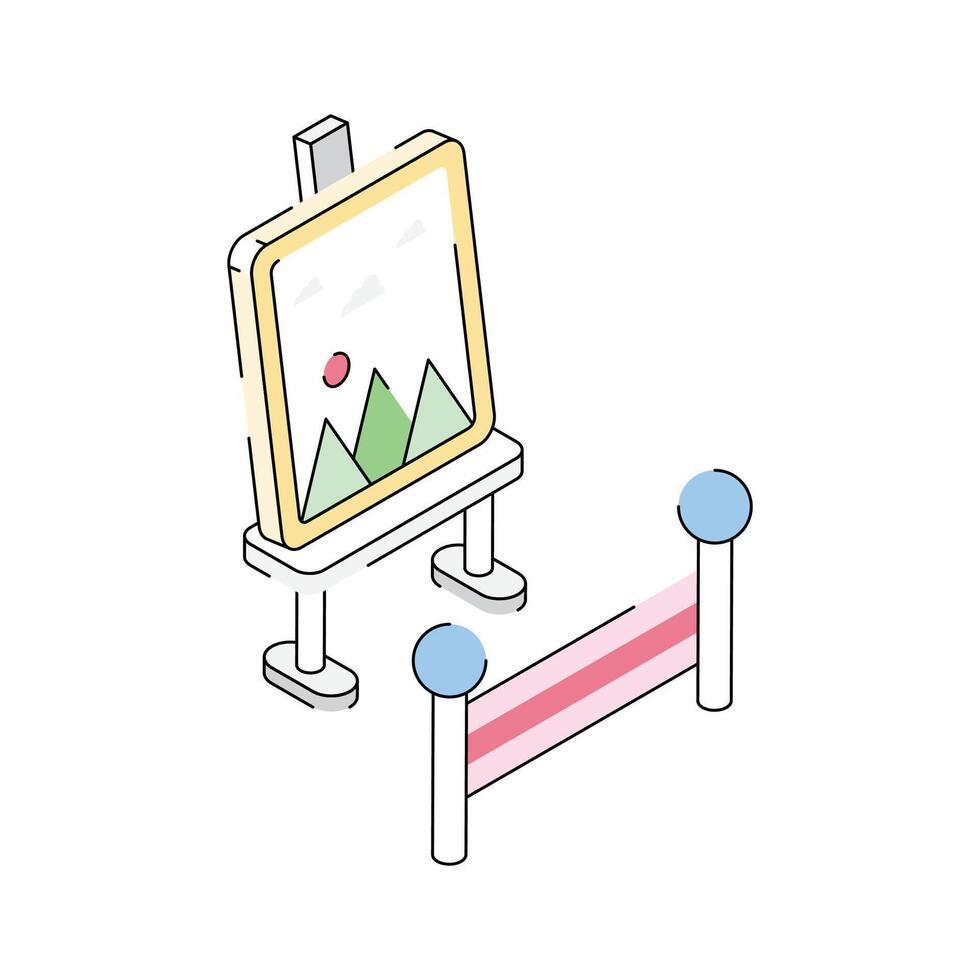 Have a look at this amazing isometric icon of easel painting exhibition vector