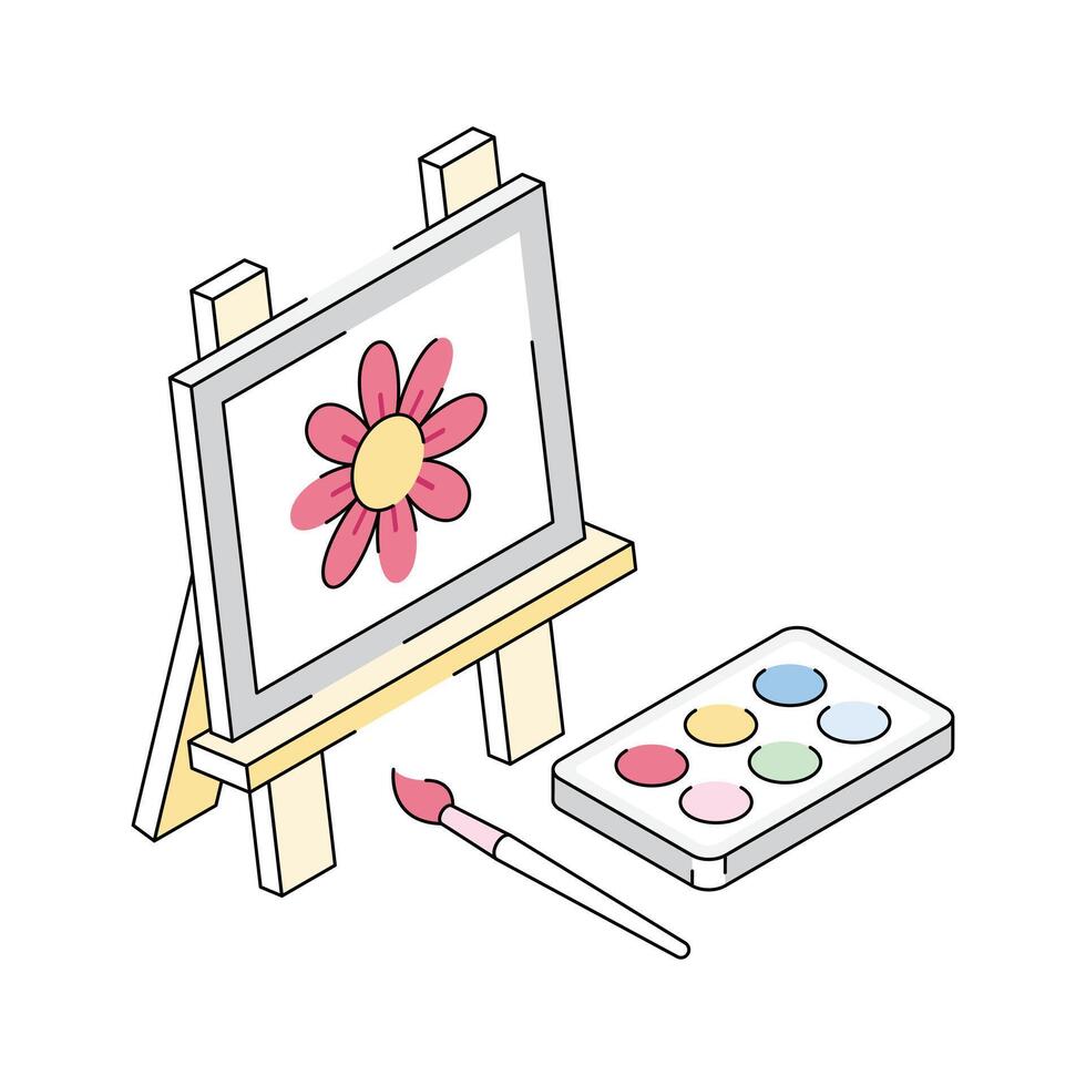 Well crafted isometric icon showing canvas painting vector