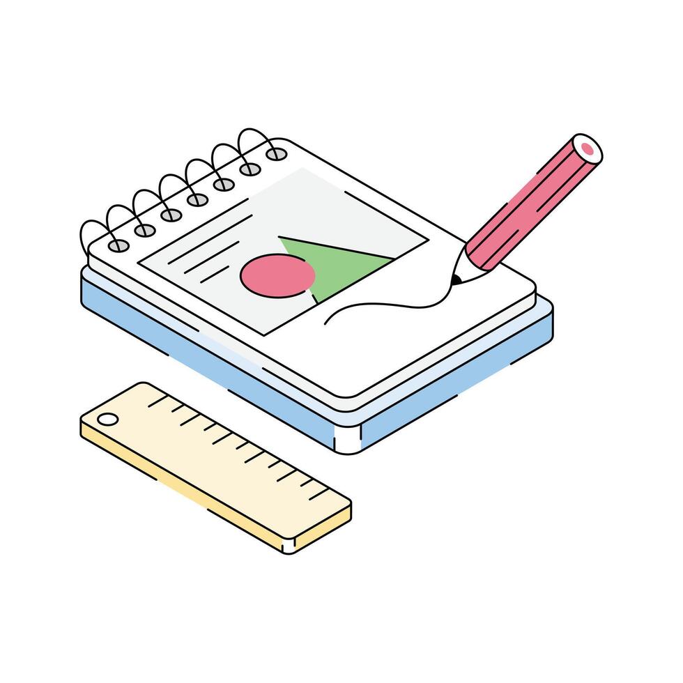 Ready to use isometric outline icon showing sketchpad vector