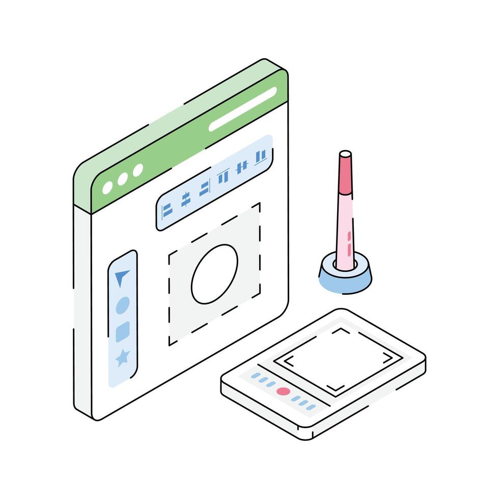 Web designing icon designed in isometric style vector