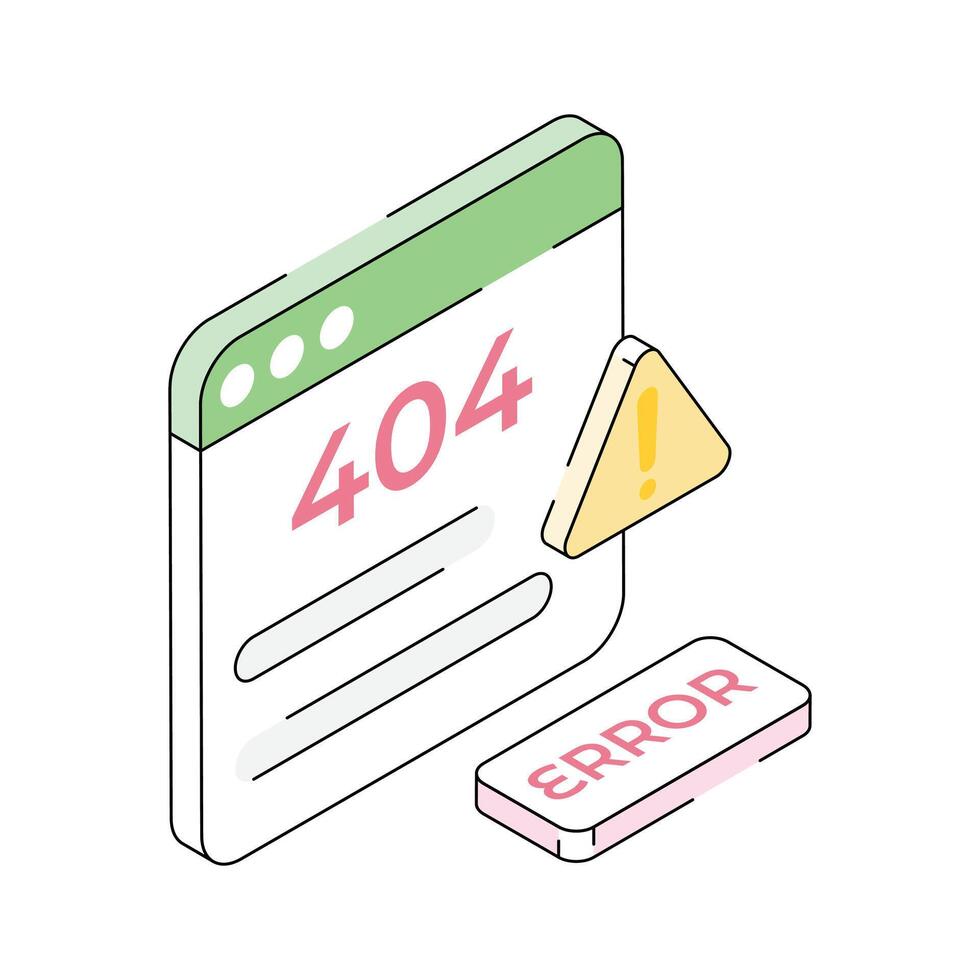 Visually appealing isometric outline icon of 404 error vector