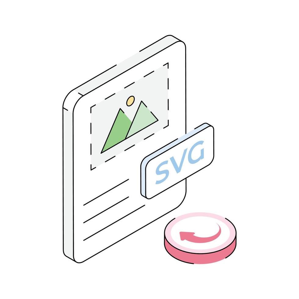 Trendy isometric outline icon showing svg format vector