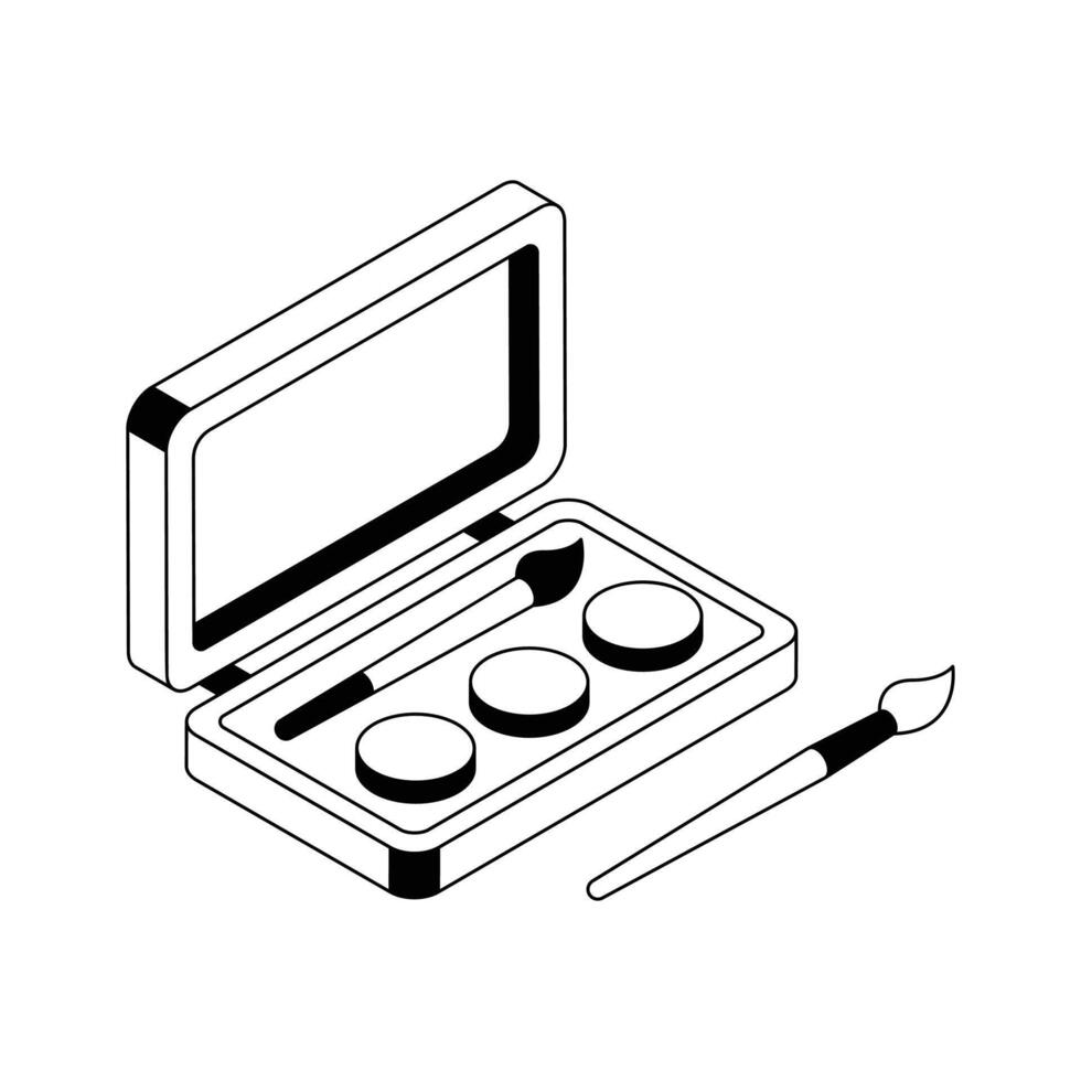 An editable icon of watercolour kit designed in isometric style. vector