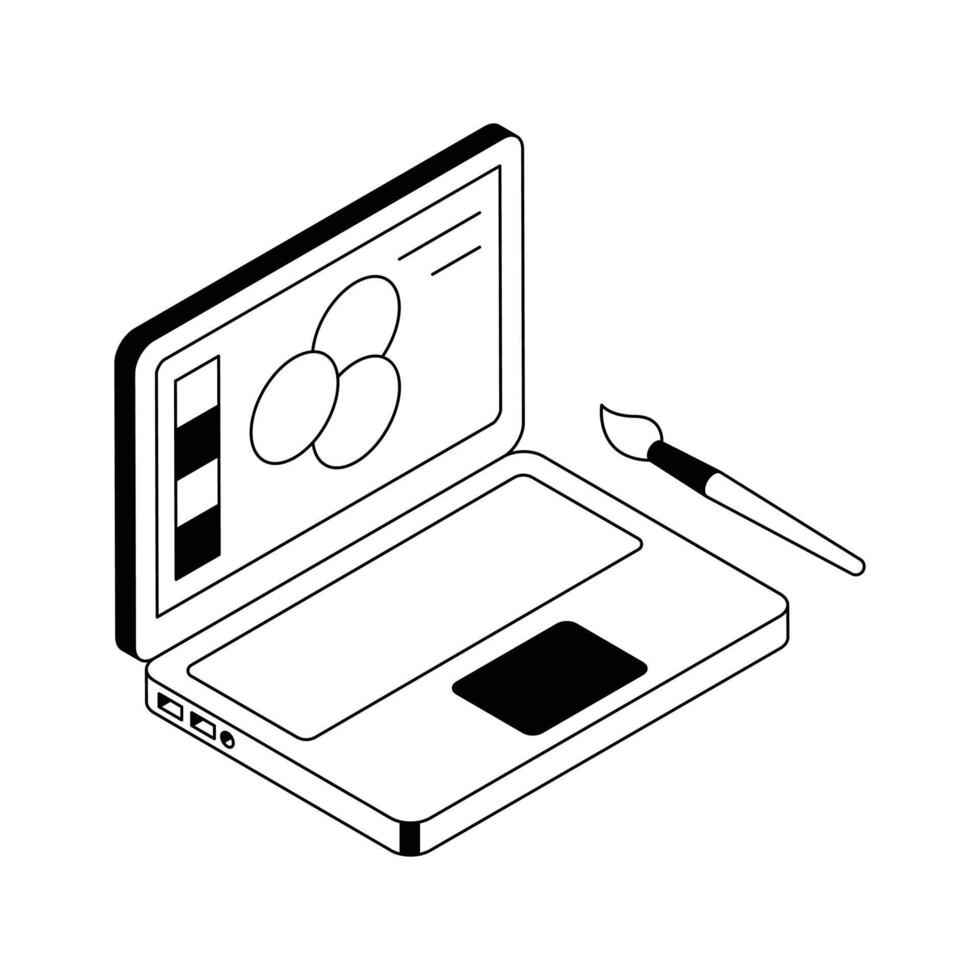 Easy to edit isometric icon showing digital art. vector