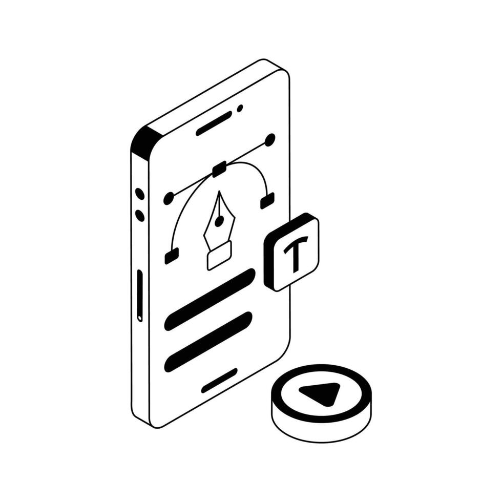 Download out modern isometric icon of pen tool. vector