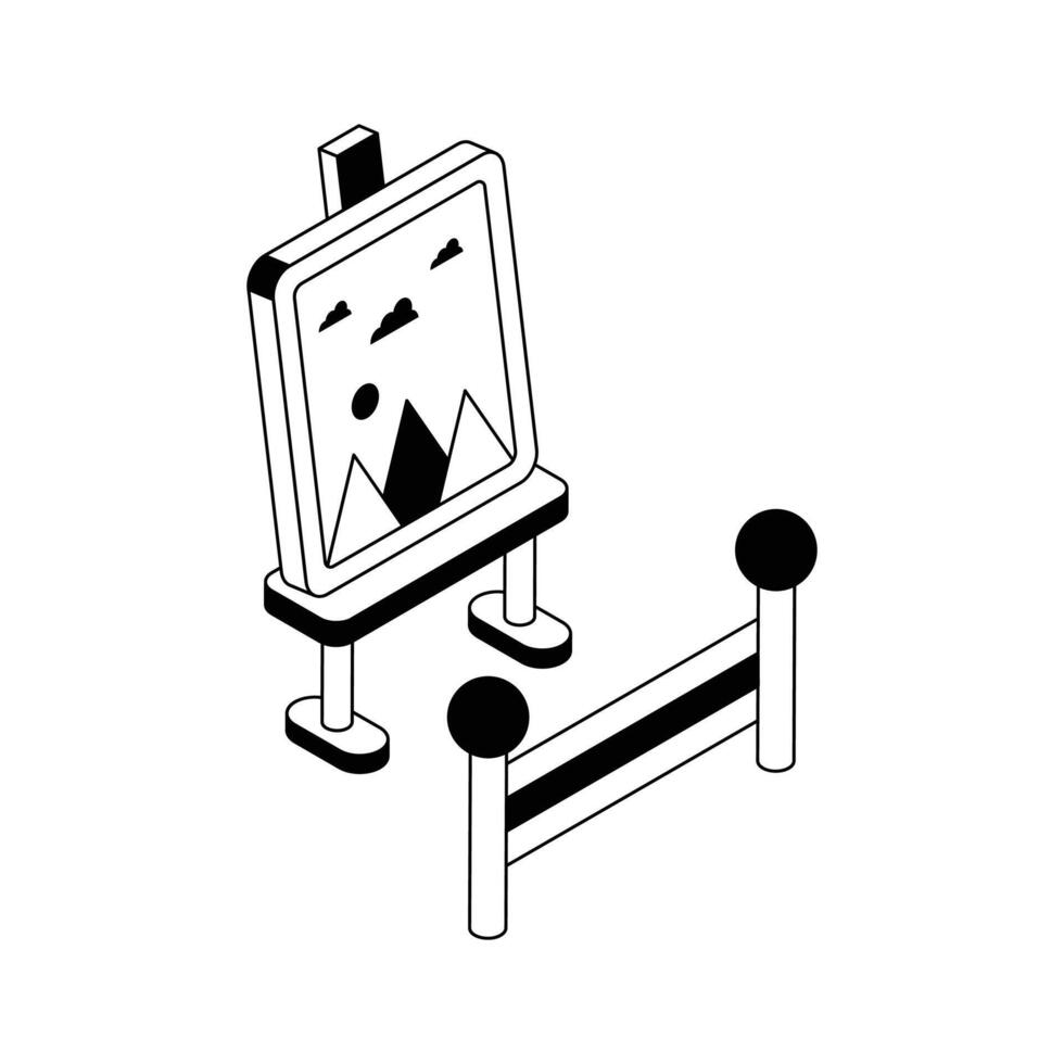 Have a look at this amazing isometric icon of easel painting exhibition. vector