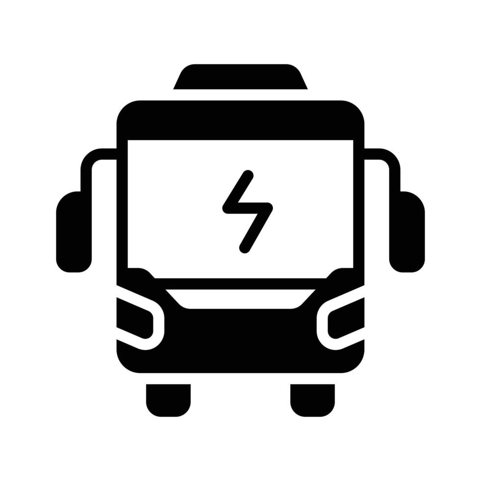 Check out our premium glyph style icon of electric bus vector