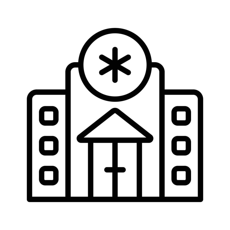 Get a sight of this captivating line icon showing hospital building. vector