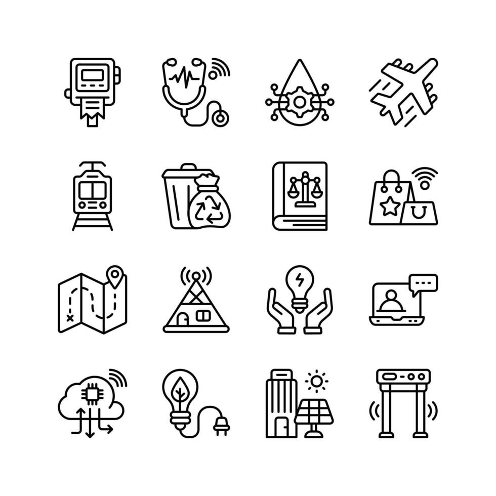 Handy Pack of Smart City Technology Outline Style Icons, vector