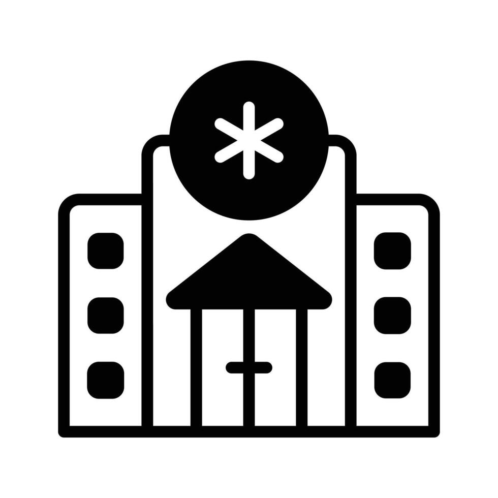 Get a sight of this captivating glyph icon showing hospital building. vector