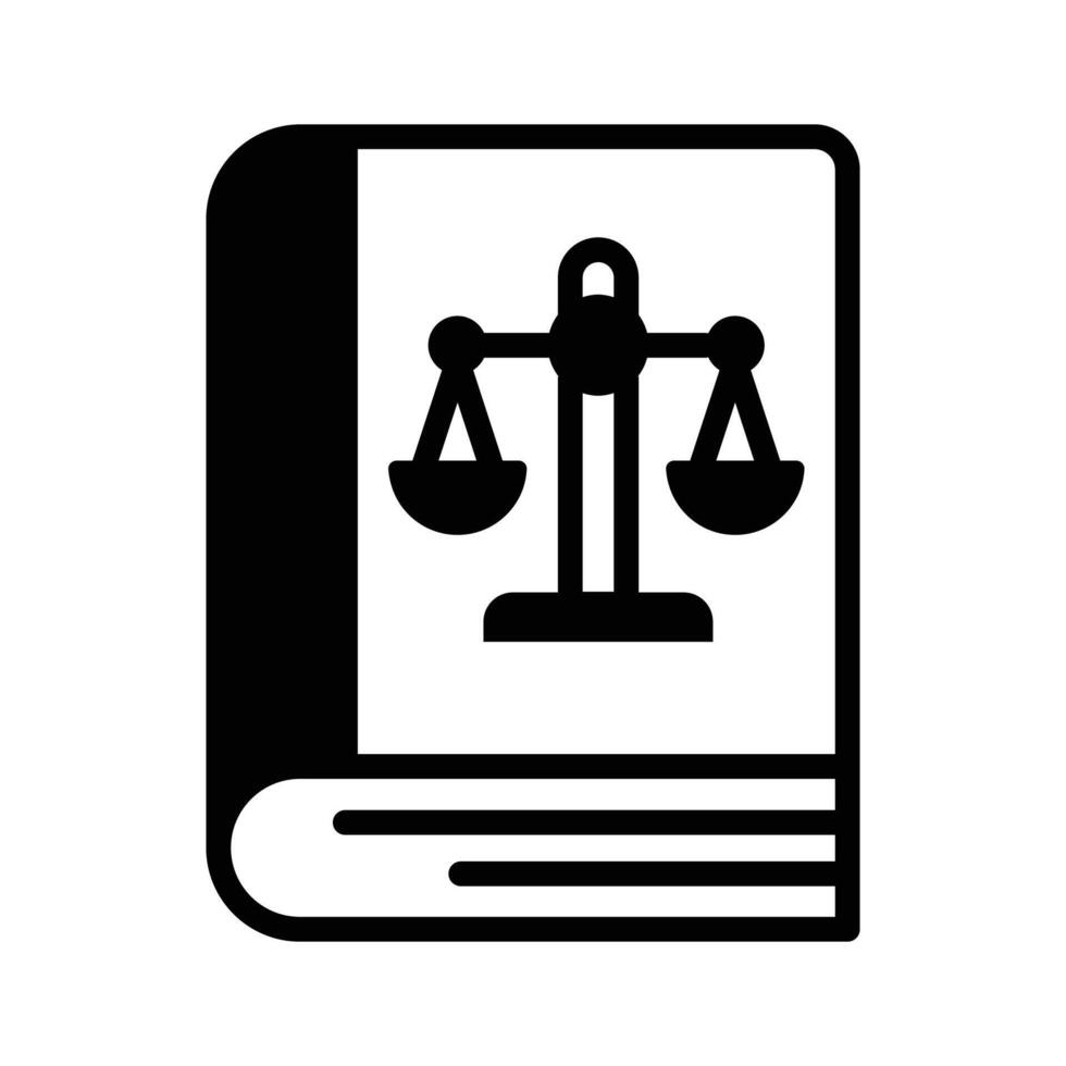 Download our premium glyph icon of law book. vector