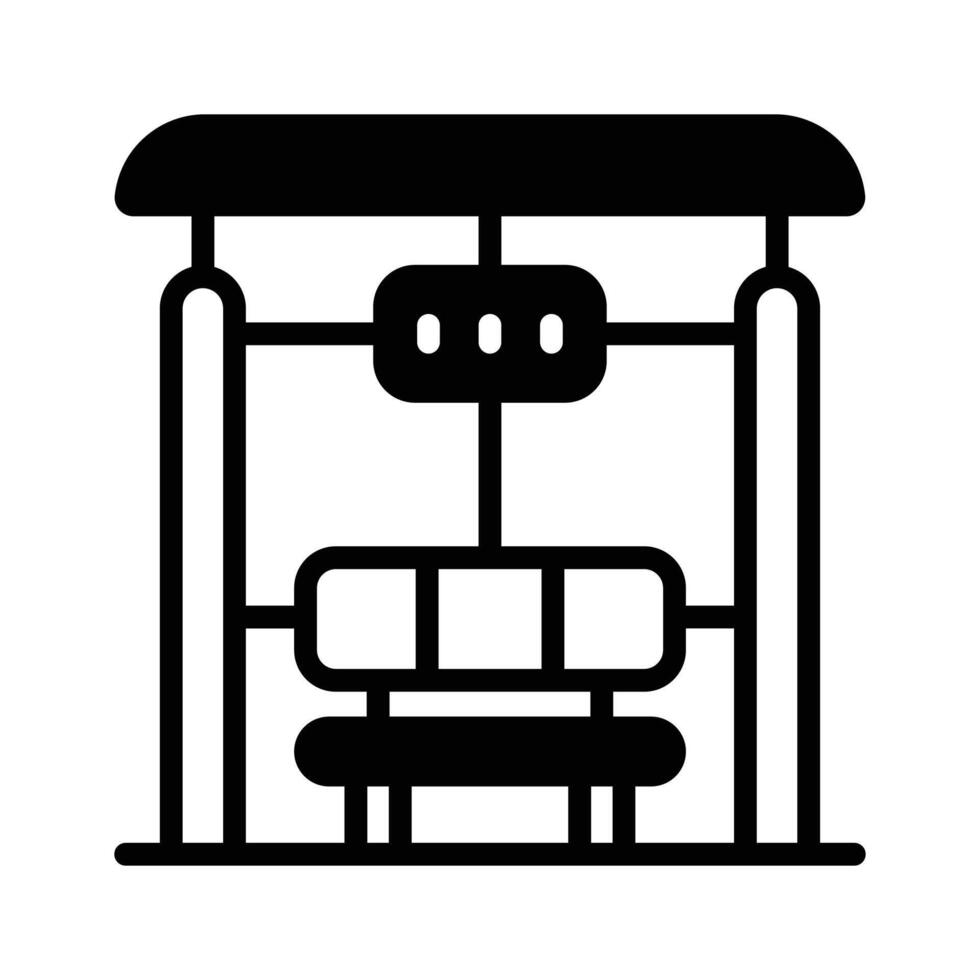 Easy to edit glyph style icon deciding bus terminal. vector