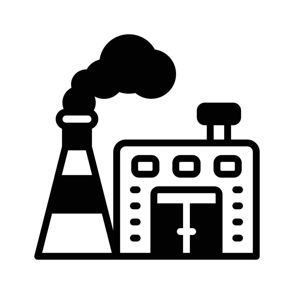 Have a look at this trendy glyph style icon of factory. vector