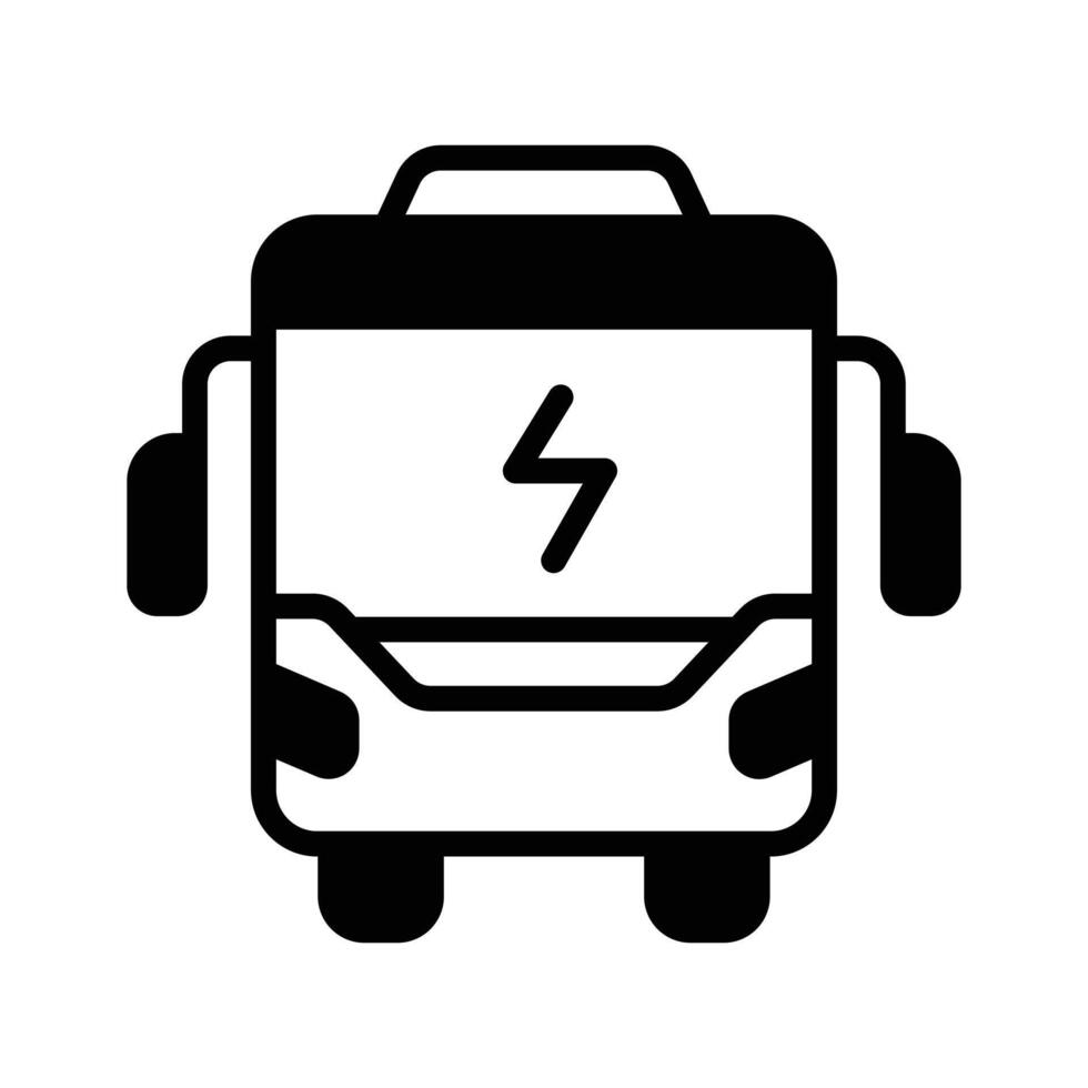 Check out our premium glyph style icon of electric bus. vector