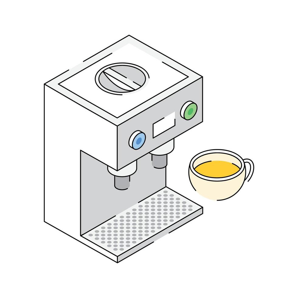 Easy to use isometric outline icon of coffee machine vector