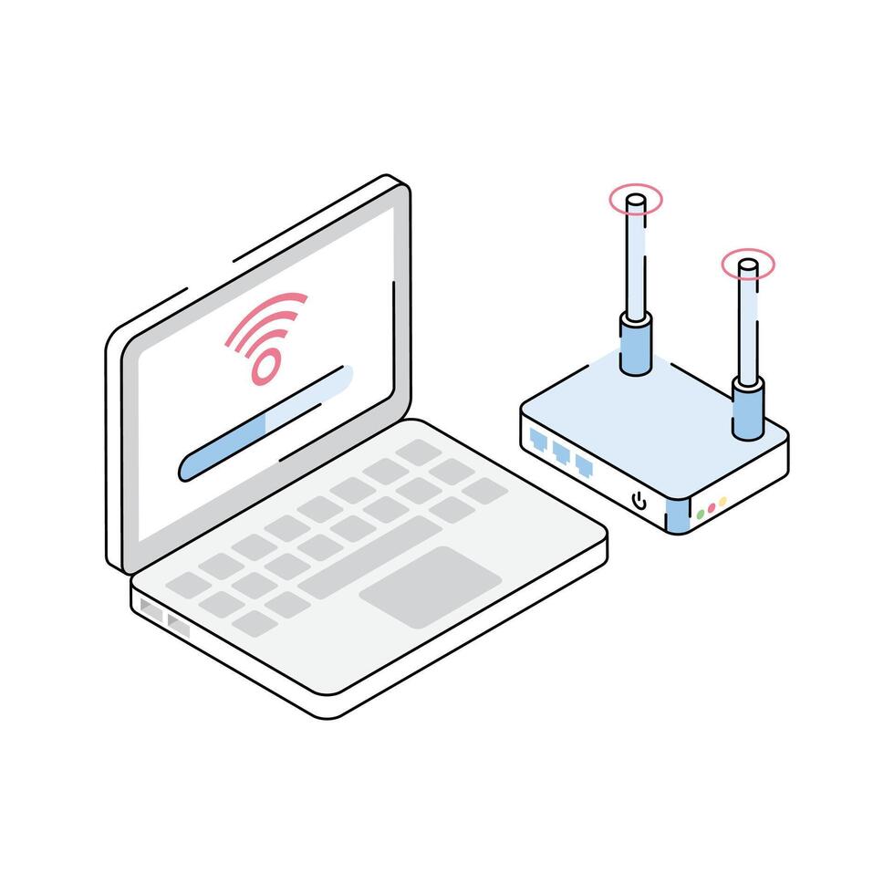 A well designed isometric outline icon of laptop internet vector