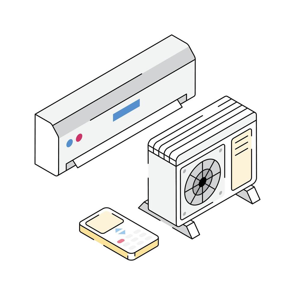 Get your hands on this isometric icon of ac cooling system vector
