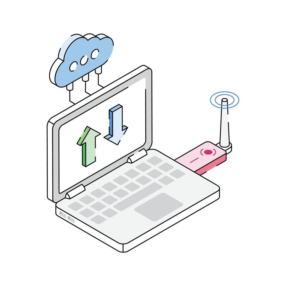 Latest icon of cloud transfer technology designed in isometric style vector