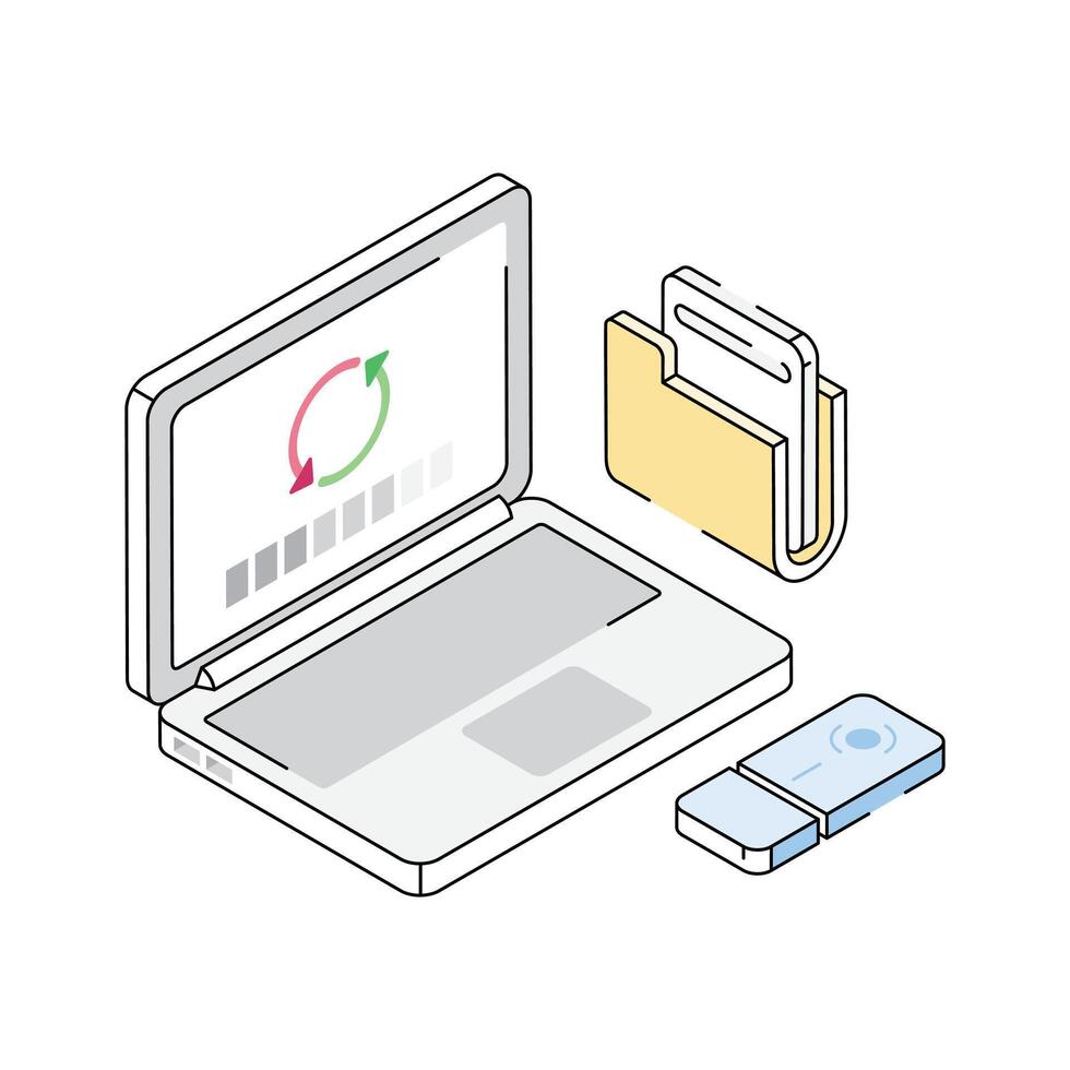Get this amazingly designed laptop backup isometric icon vector