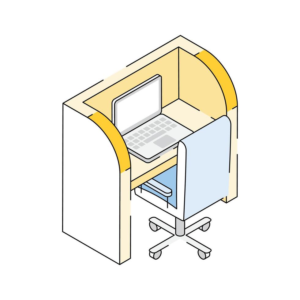 Latest icon of worker desk designed in isometric style vector