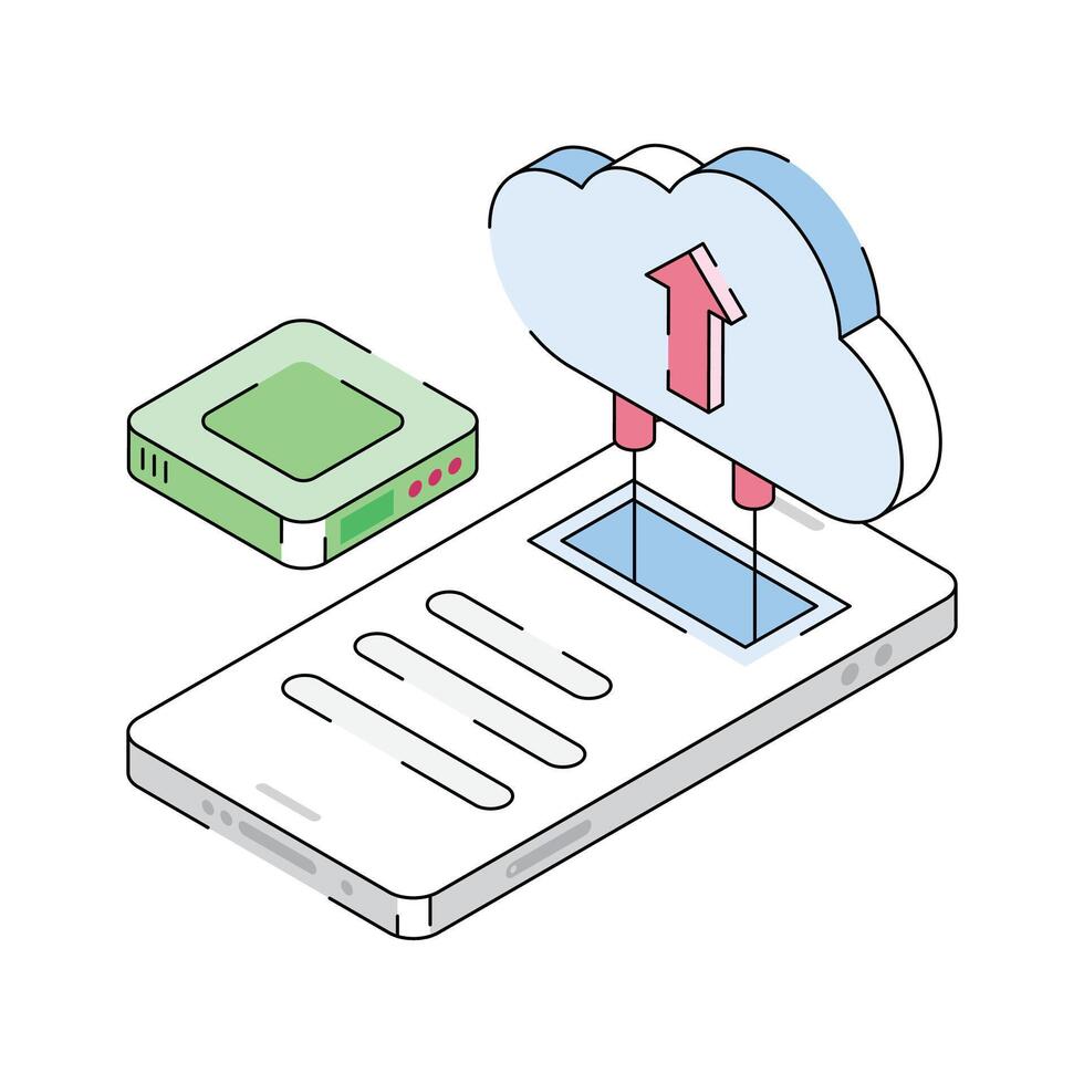 Cloud upload icon creatively designed in isometric style vector