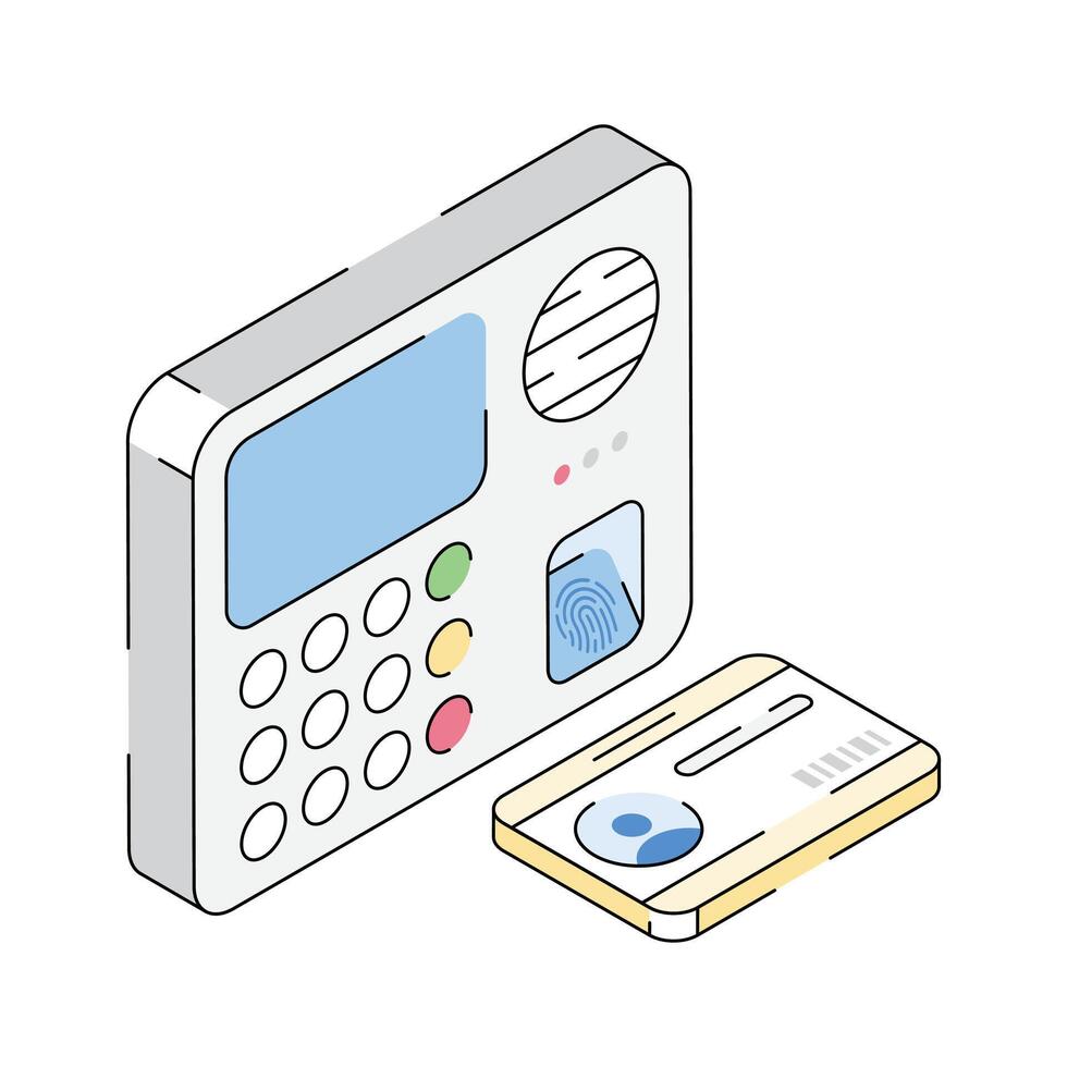 A well crafted isometric icon depicting biometric machine vector