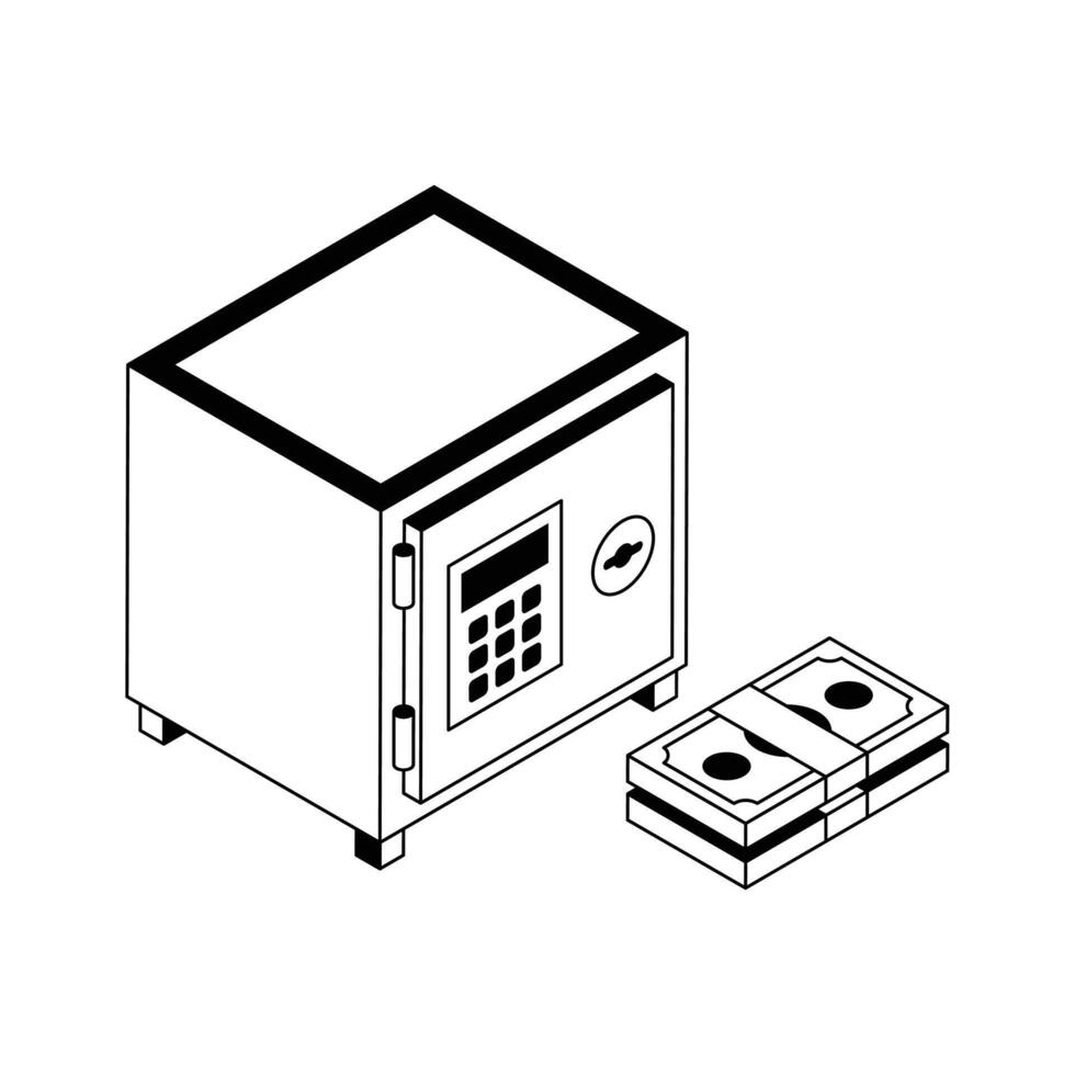 Have a look at this amazing isometric icon of money locker. vector
