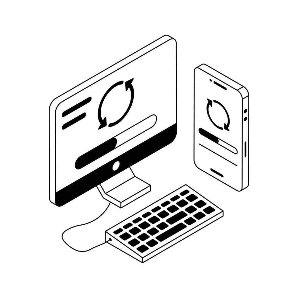 An editable icon of data backup designed in isometric style. vector