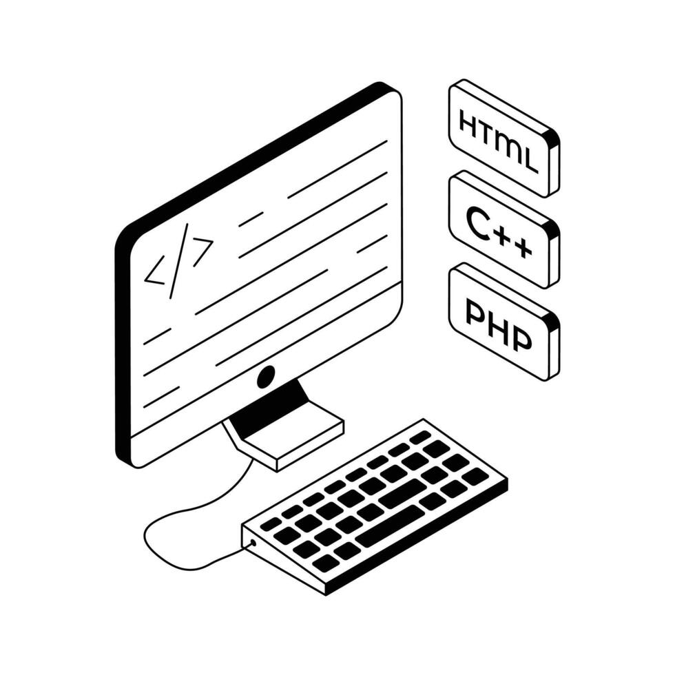 Grab this amazing isometric icon showing programming software. vector
