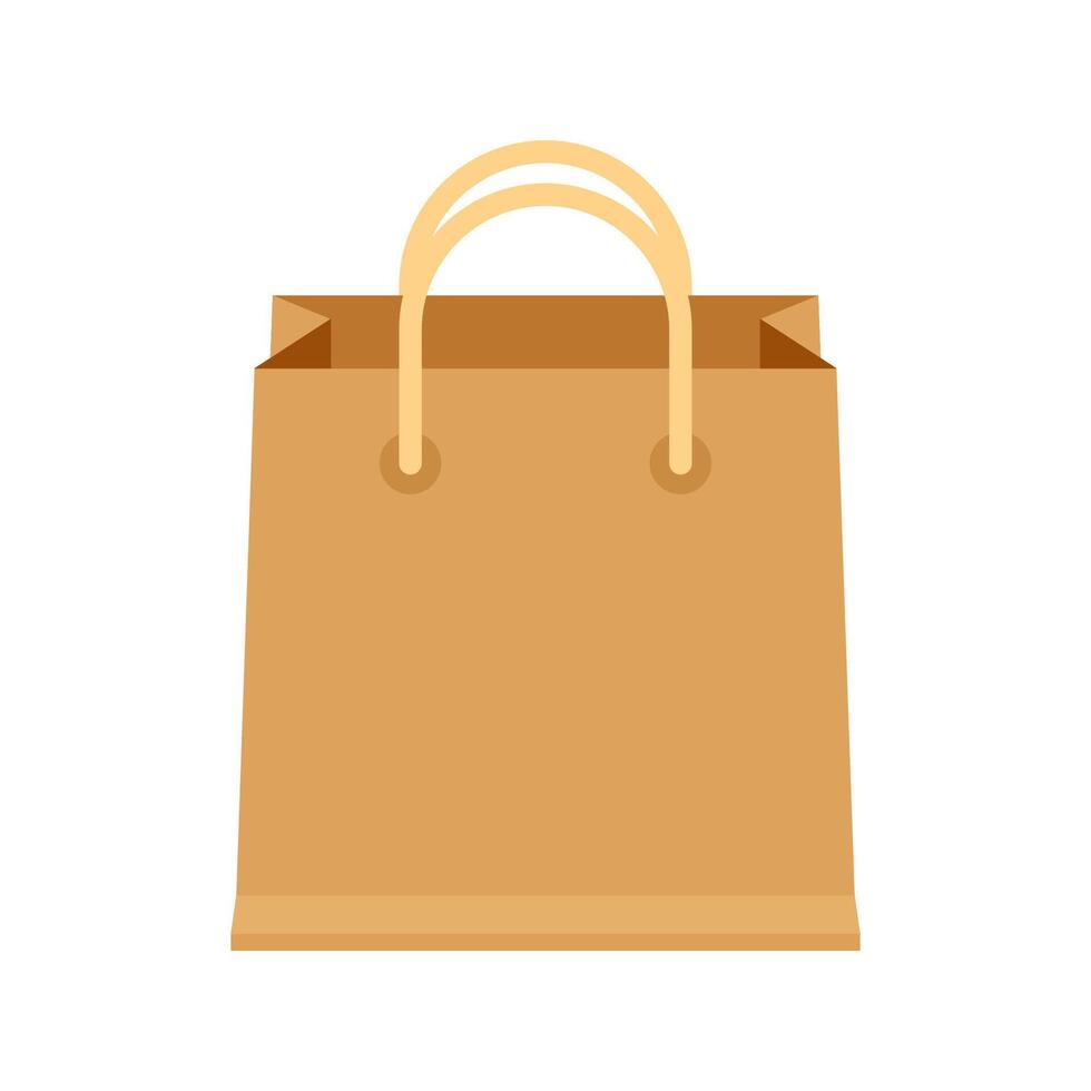 bag paper brown for icon isolated on white, cardboard brown handle bag for retail container, clip art packaging bag brown color, paper bag blank vector