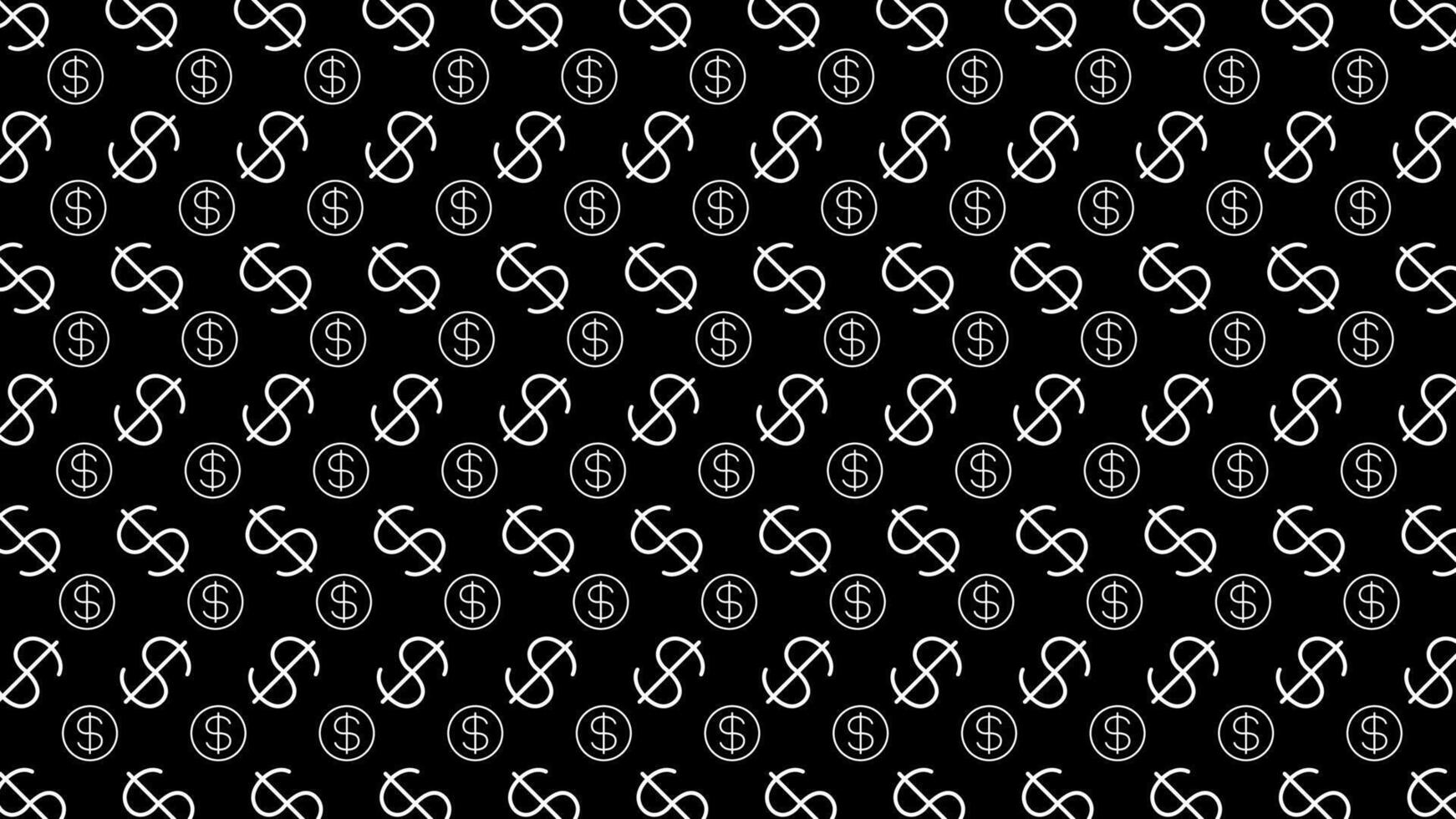 dollar money sign pattern on black background, dollar sign wall art pattern, usd dollar currency symbol for wallpaper, dollar pattern for fabric print vector