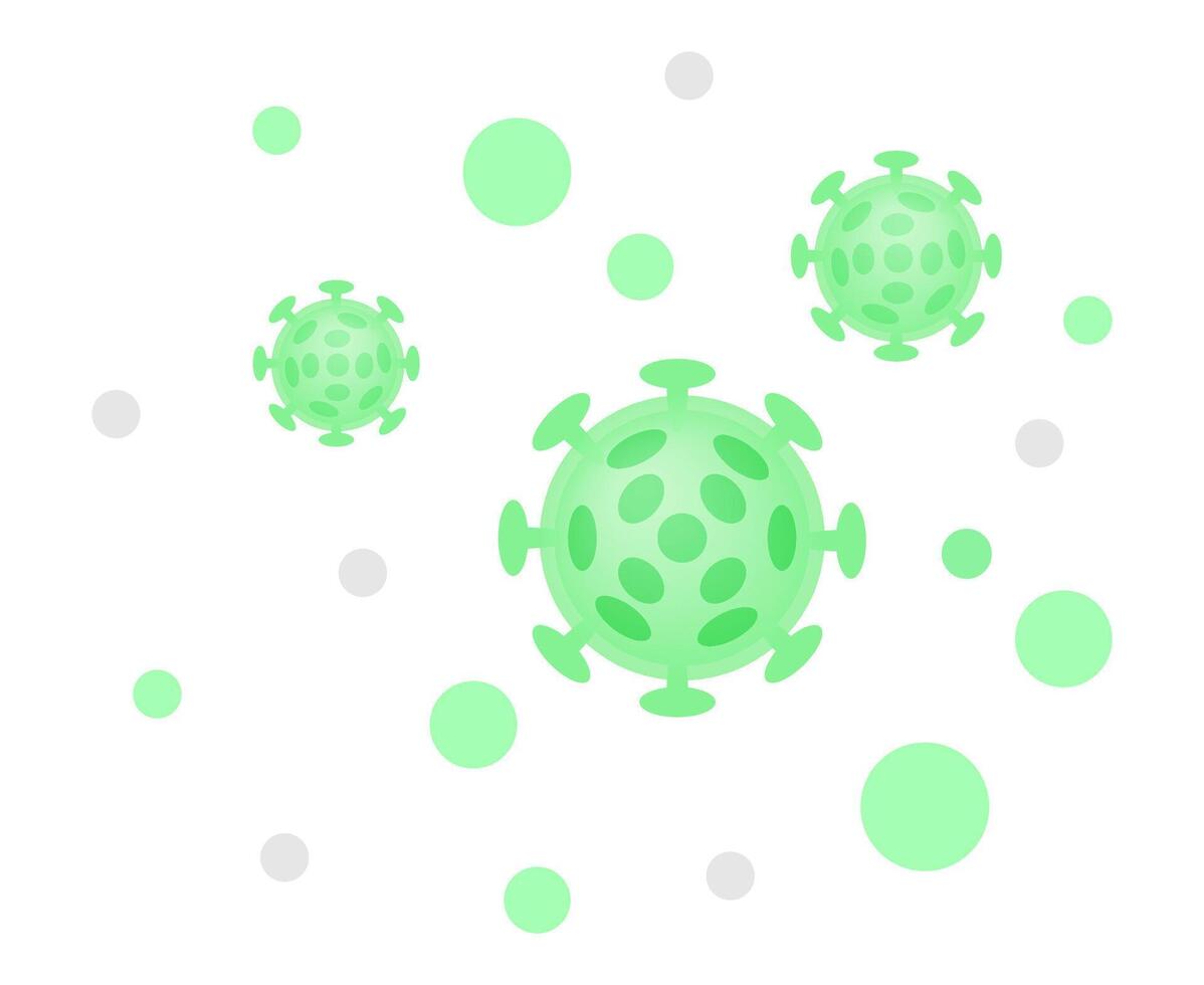 virus illustration green color, virus simple flat symbol, clip art virus green isolated on white background, monster icon, virus circle shape or bacteria infection graphic sign vector