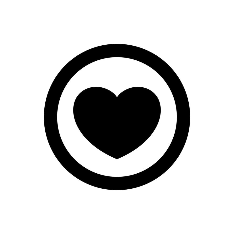 heart shape icon simple in circle black, heart symbol for button graphic, passion or romantic icon, heart shape element sign for valentine's day and wedding card, happy love symbol vector