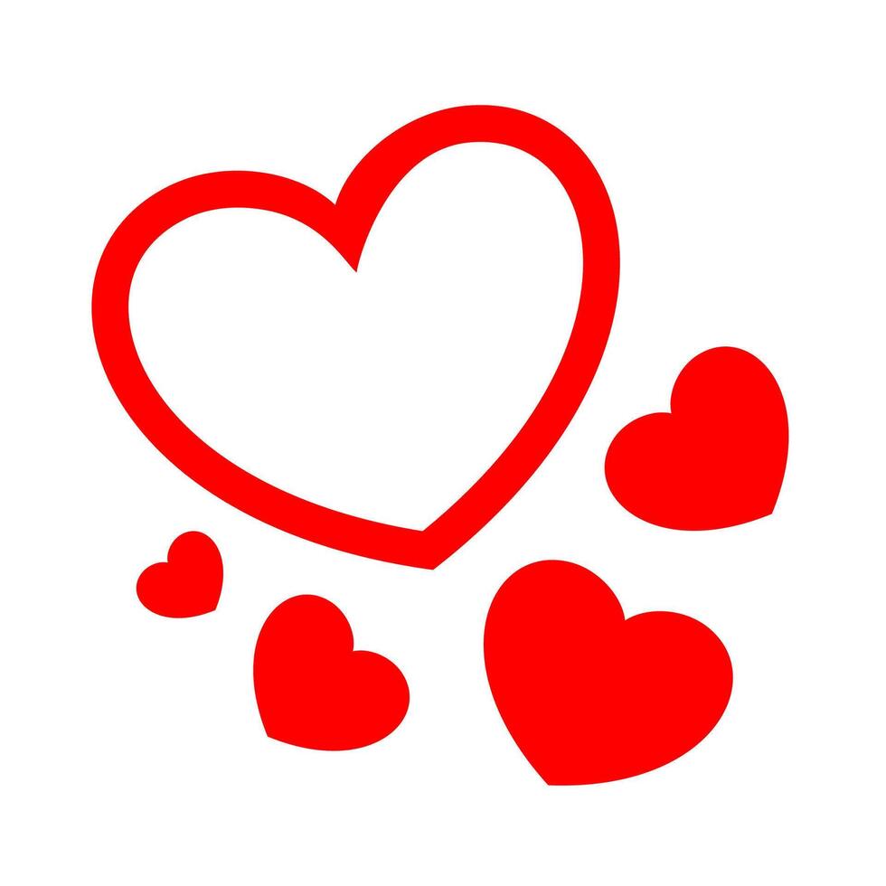 heart shape red cute isolated on white background, simple heart plain many for element valentine card, icon heart-shaped minimal flat lay for decoration, clip art heart sign red for passion concepts vector