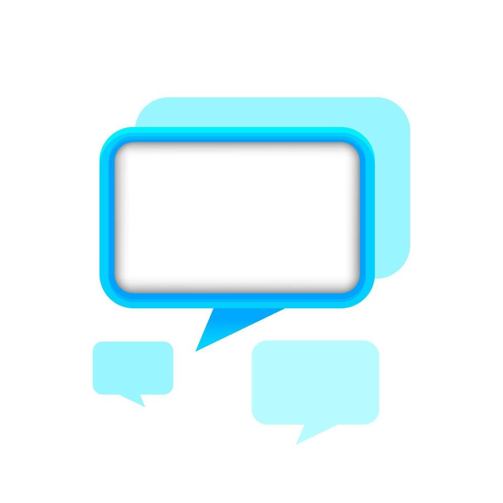 speech bubble square shape blue color for message, copy space, dialog chat box modern, speech balloon graphic for text chat and conversation sign, speech bubble symbol for banner background vector