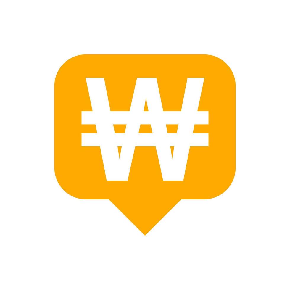 coins won icon orange in simple style on white, monetary won currency symbol, korean won coin in flat style for digital app and website, simple won symbol in a circle orange vector
