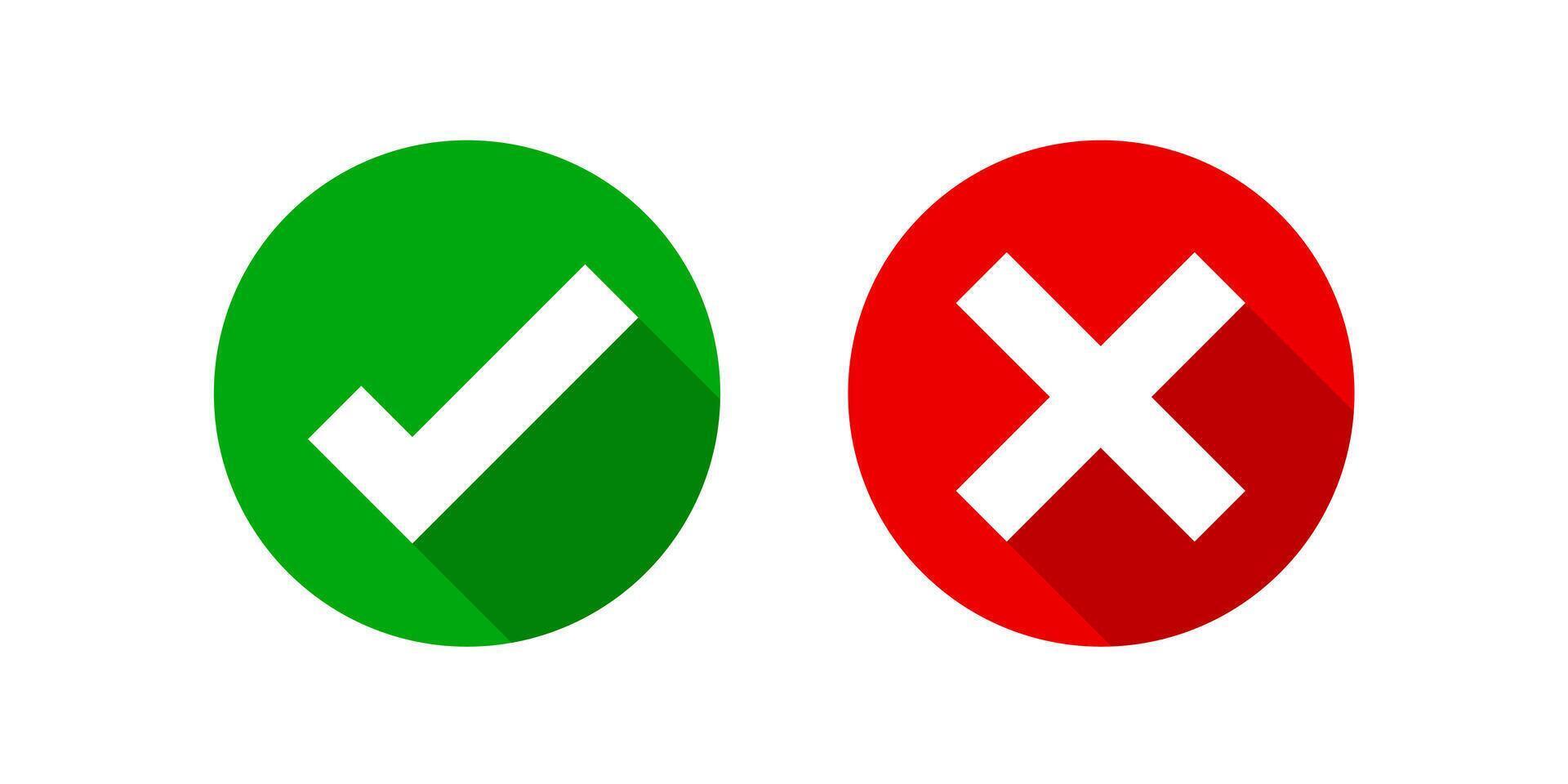 checkmark and x or confirm and deny circle icon for apps and websites symbol, icon checkmark choice, checkbox button for choose, circle answer box for checklist, approval check sign button vector