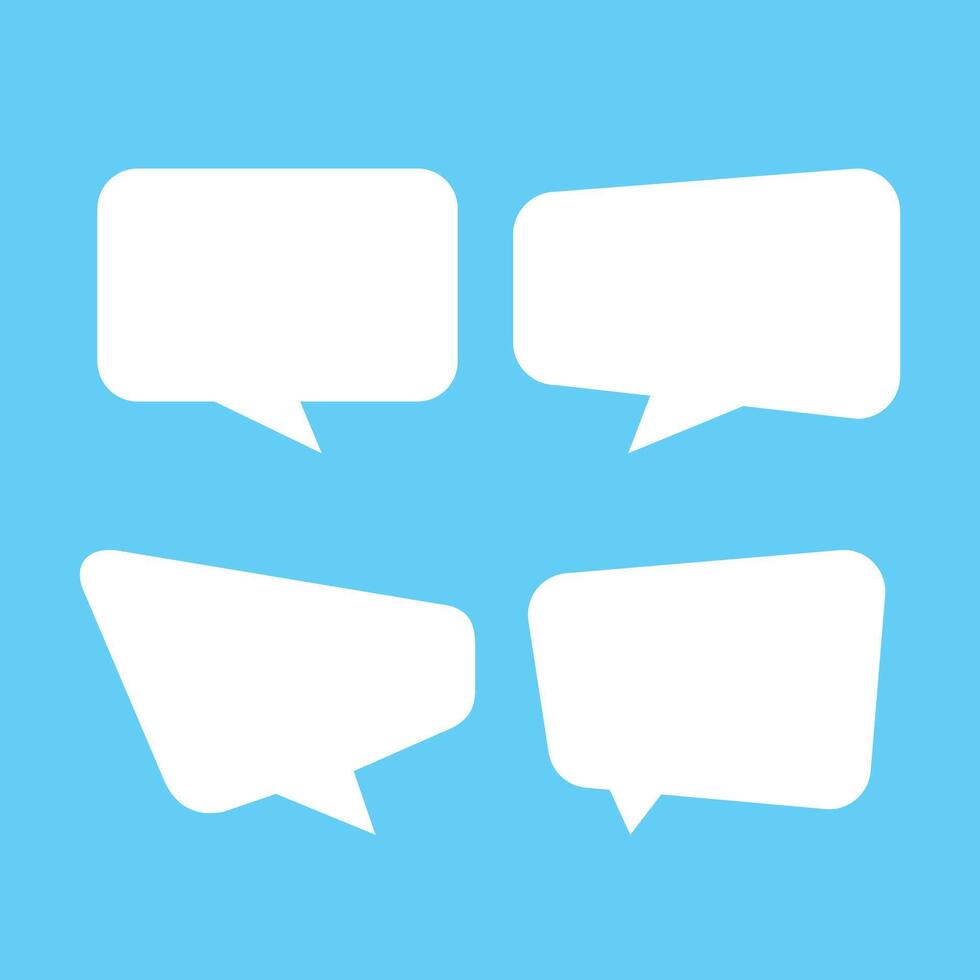 white speech bubble isolated on blue, speech balloon square sign for communication symbol vector