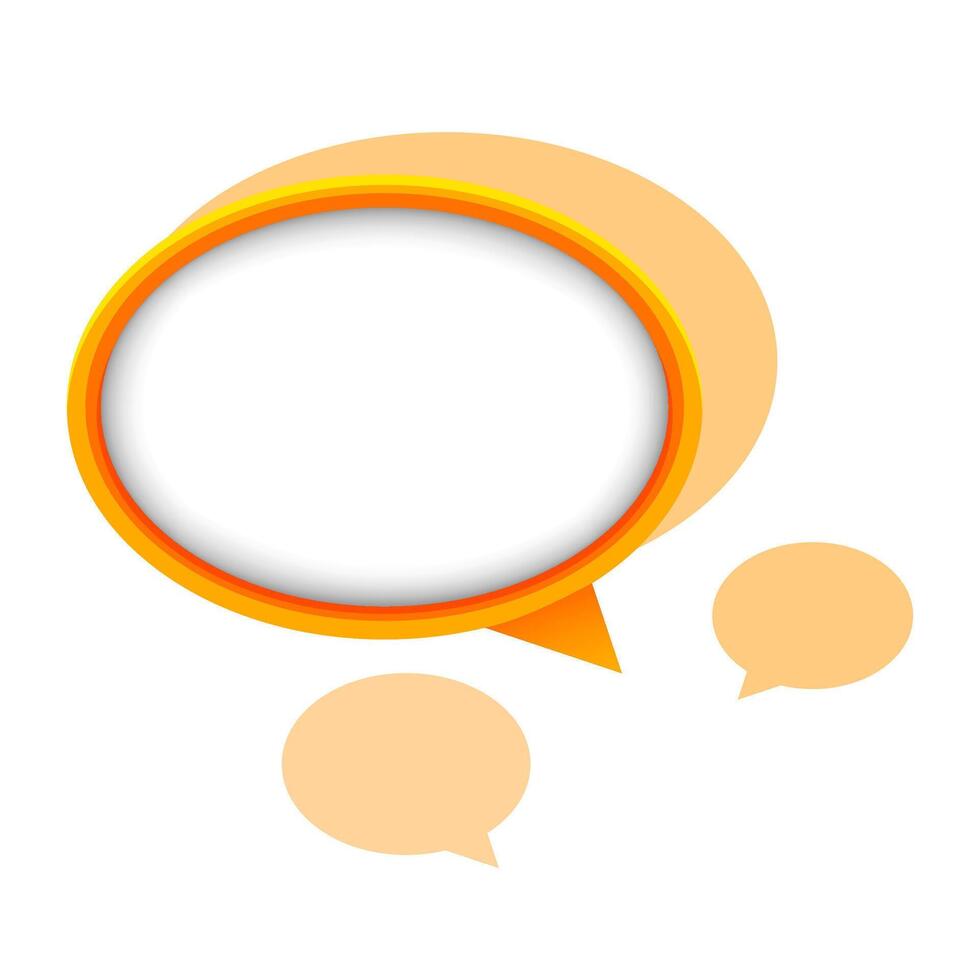 speech bubble orange ellipse shape, bubble chat sign vector
