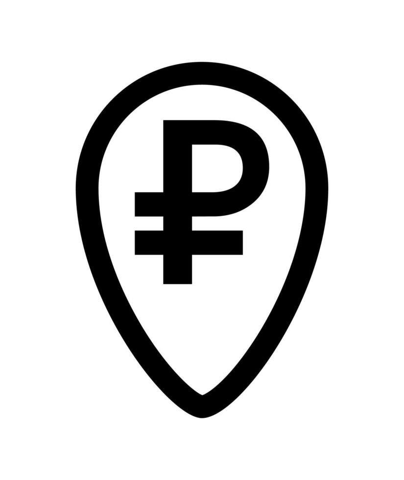 ruble currency money symbol in pin point icon isolated on white, russia ruble money for app symbol, simple flat russian ruble money, currency digital ruble icon vector