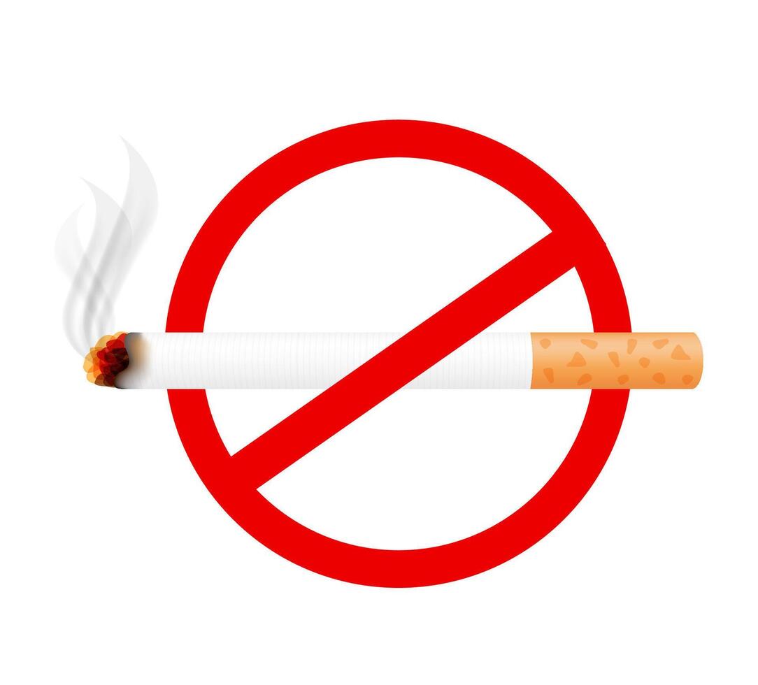 cigarette sign, stop smoking symbol isolated on white background, tobacco icons ban, no smoking, cigarette warning signs vector