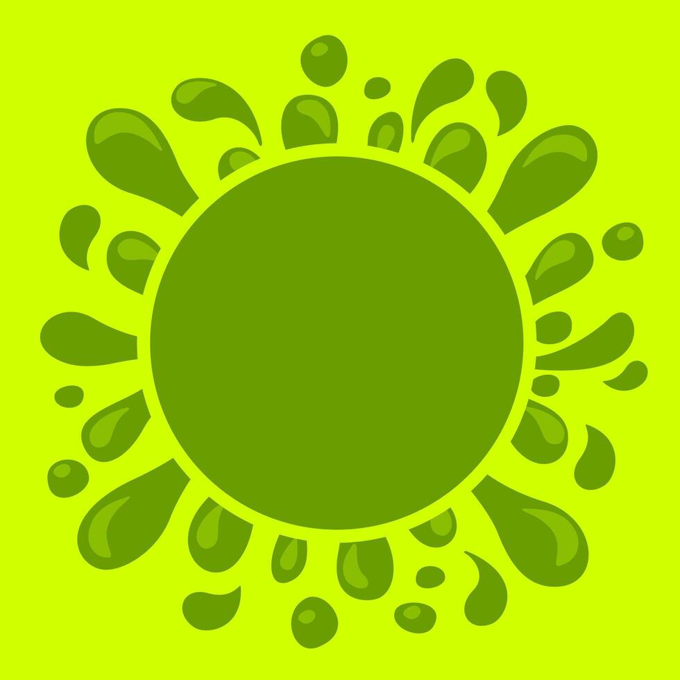 lemon green juice drop splash shape and circle for copy space, water blob green apple flat icon isolated on green, green tea water splash expose, aloe juice drop for banner vector