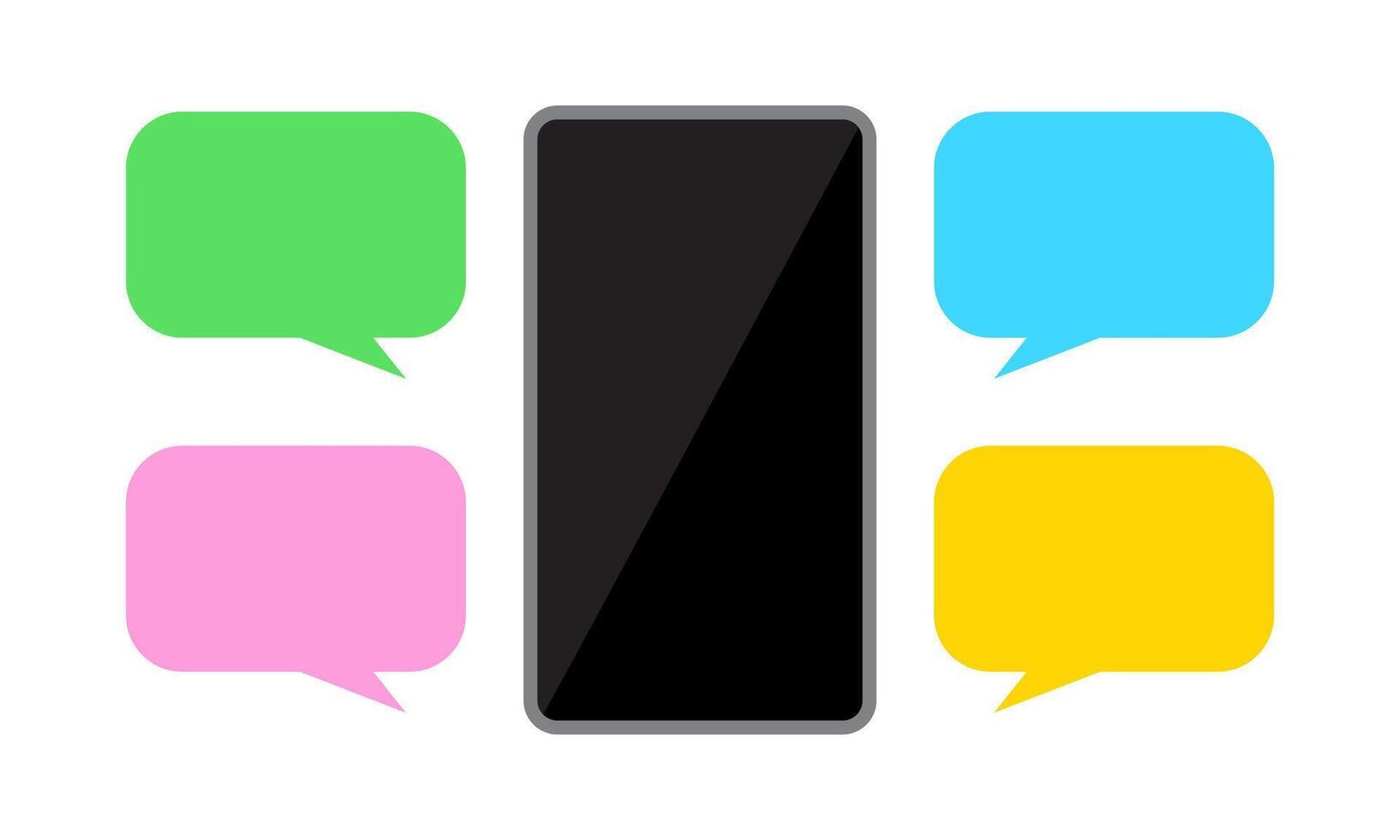 smartphone and speech bubble, chat concept, dialog box for copy space message, smartphone with bubbles speech for messaging dialog, chatting with chat bot robot on cellphone vector