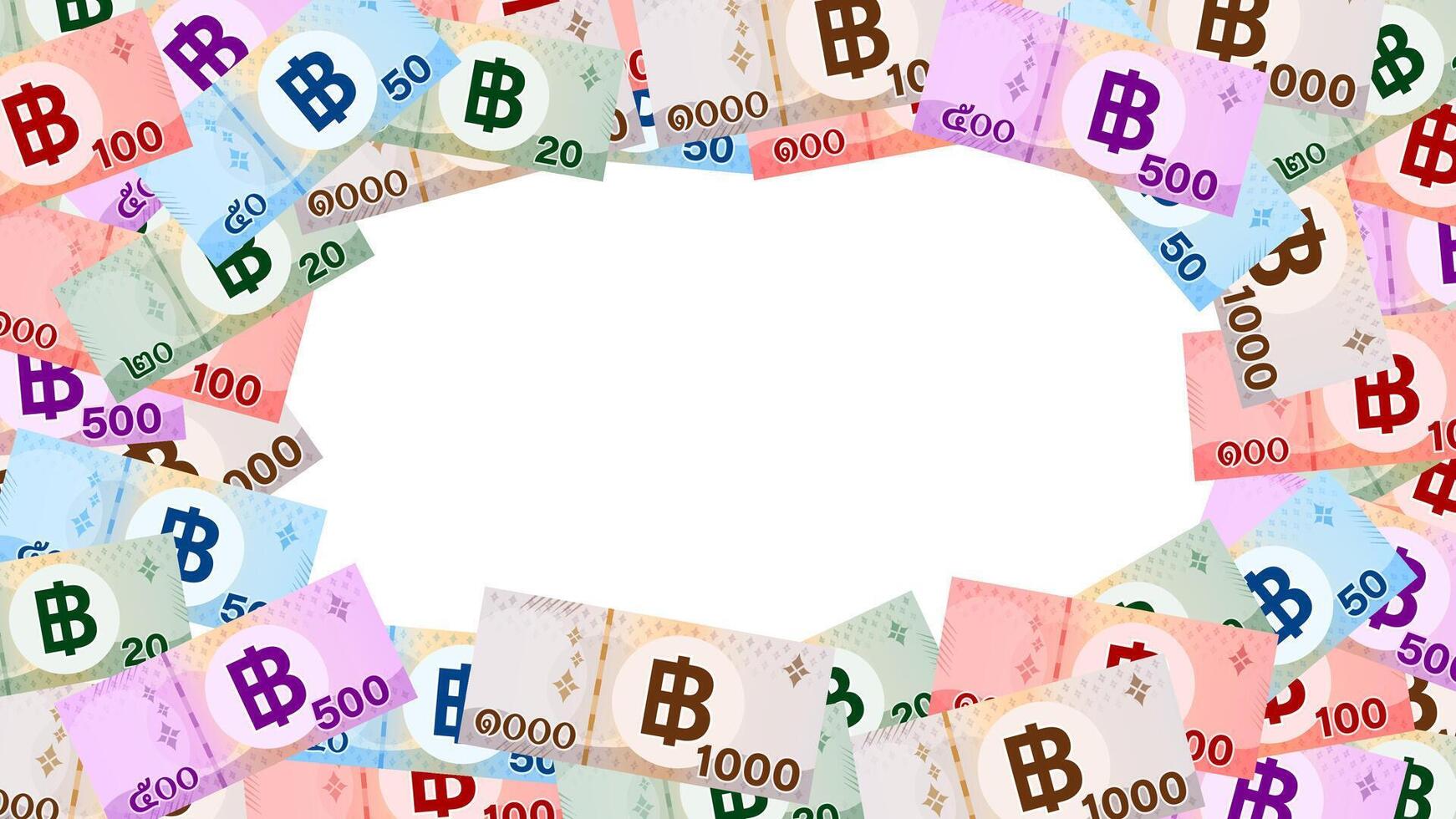 thai banknote money baht and white space for banner, thai currency THB for background, money thailand baht flat style in top view, illustration paper money graphic, bank note, copy space background vector