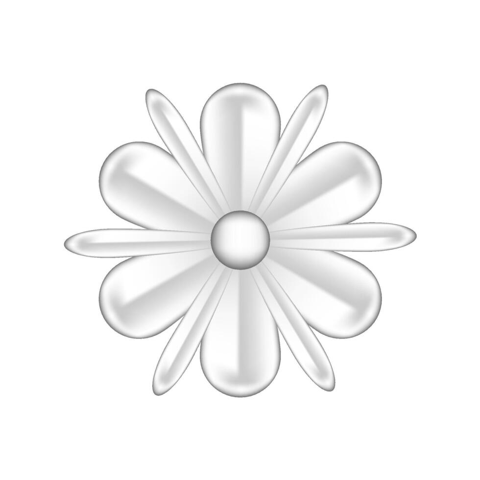 single flowers silver ornate isolated on white background, luxury flower petal silver simple, silver flowers object metal sculpture, illustration of deluxe silver flower, clip art flower luxurious vector