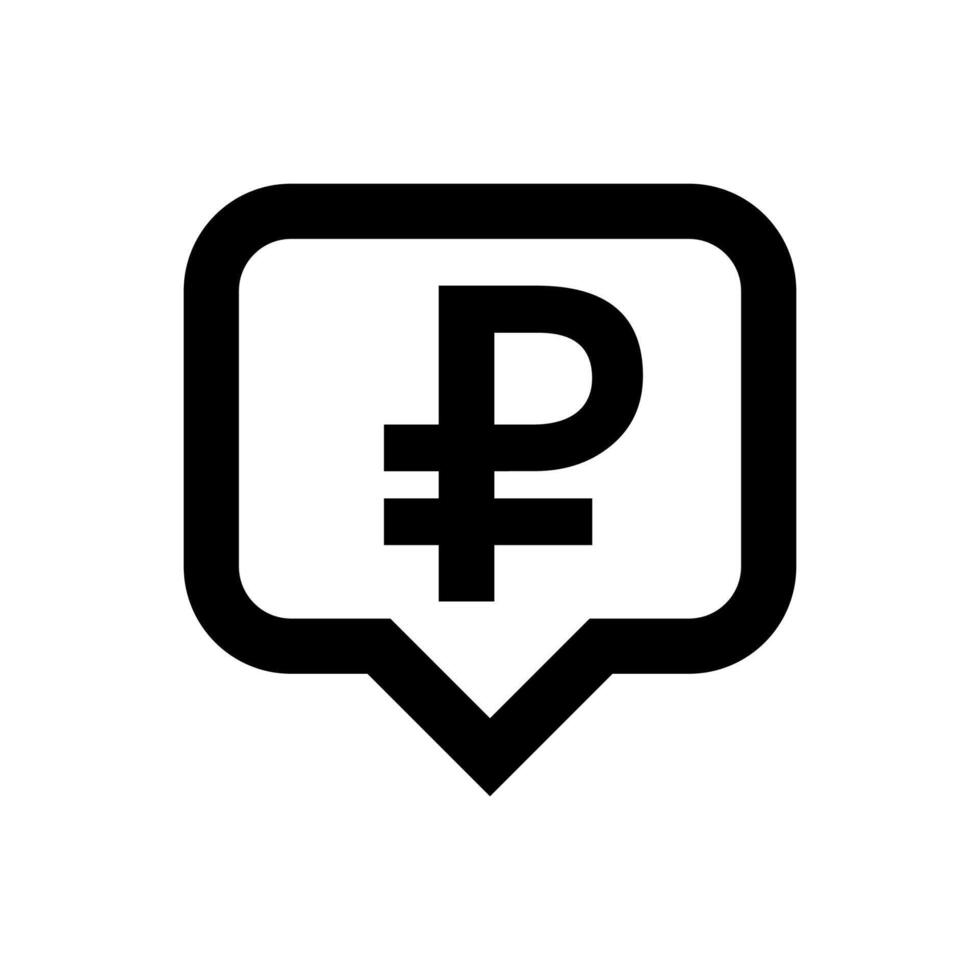 ruble currency symbol in speech bubble square black for icon isolated on white, russia ruble money for app symbol, simple flat russian ruble money, currency digital ruble coin vector