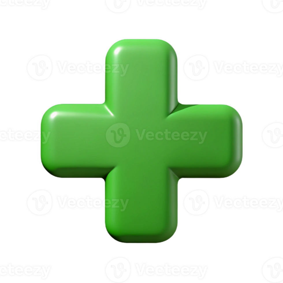 dramatic iconic Plus sign character with rounded corners, flat green, single-weight stroke with Scalable Design. png