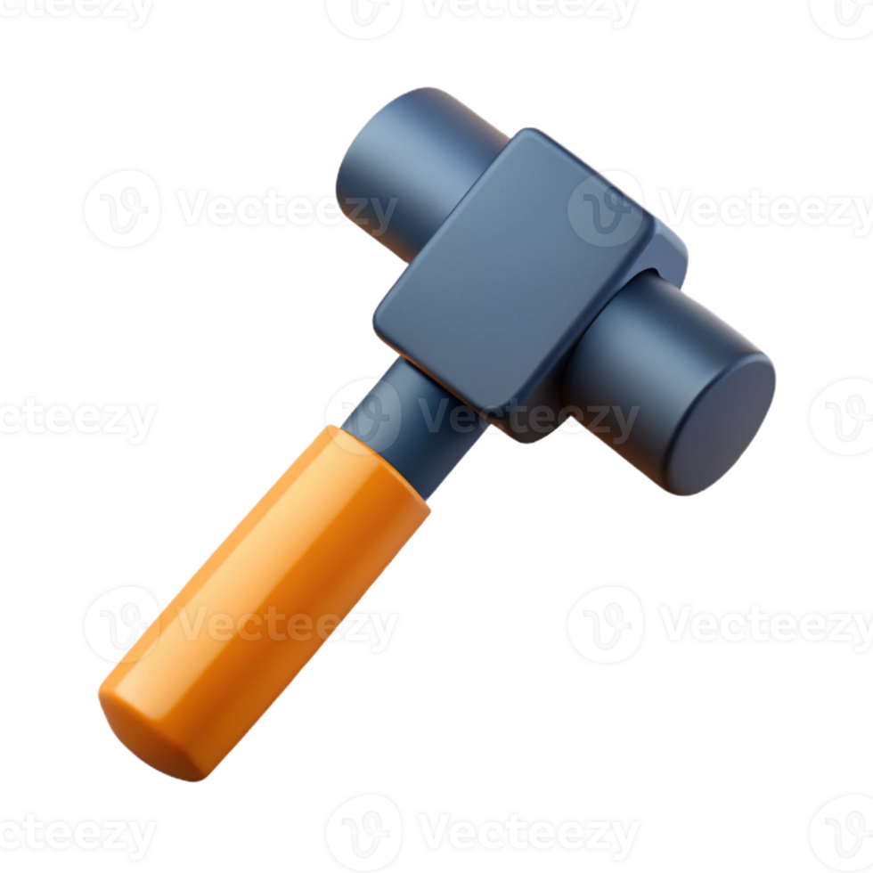 fascinating mid-century Minimal isometric hammer with crisp edges and a black handle with Scalable Design. masterfully captured png